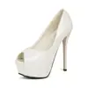 Zapatos de tacón alto con plataforma peep toe de charol brillante de boca poco profunda para mujer, discoteca, dropshipping 914-11