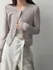 Cárdigan de Punto Versátil de Canalé Estilo Coreano Luxi para Mujer, Nueva Camisa Base Ajustada Verano 2026 21021