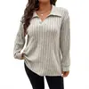 Top de Manga Larga para Mujer Talla Grande Color Sólido Suelto con Cuello en V, Camiseta de Punto Cepillado Costillado, Nuevo de Otoño e Invierno 2025 de Amazon