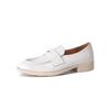 Llenos de textura por dentro y por fuera, mocasines básicos de cuero combinables, estilo británico, primavera 2024, tacón bajo, punta redonda, piel de vaca, zapatos de una capa para mujer