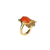 Brincos de Peixe Dourado com Banho de Ouro Prata S925 Método Antigo Imitação de Ouro Turquesa Vermelho Sul Brincos Brincos Brincos Femininos Anel Auspicioso