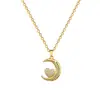 [Aço Titânio] Lua Cheia Diamantada Amor Moda Luxo Leve Temperamento Deslumbrante Colar Totalmente Diamantado Feminino Corrente de Clavícula Versátil Aço Titânio