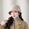 Nuevos sombreros de otoño e invierno para mujeres de mediana edad y mayores, sombreros de pescador de retazos de lana, sombreros de punto modernos, casuales y cálidos