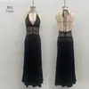 Vestido Largo de Satén de Seda Profunda 2026 con Escote Halter y Diseño Ceñido a la Cintura, Vestido Sexy para Vacaciones en la Playa