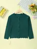 Suéter Fino de Malha para Meninas Mais Vendido Internacionalmente Cardigan de Botão Top Suéter Coat de Manga Longa Vazado Primavera e Outono