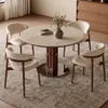 Mesa Redonda de Losa de Piedra Roca de Túnel de Viento Usada Mesa Redonda Retro para Comedor para Hogar Apartamento Pequeño Madera Maciza Estilo Nórdico Bauhaus Mesa de Comedor
