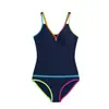 Traje de baño transfronterizo nuevo europeo y americano para comercio exterior para mujer, bikini de una pieza con diseño de bloques de color, sin espalda, el traje de baño más vendido de Amazon