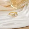 Anel Rotativo Personalizado com Nicho para Mulheres com Zircônia Microincrustada, Elegante e Moderno, Sensação de Luxo, Anel Redondo Versátil com Zircônias