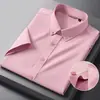 Camisa de Lino y Algodón Nueva Casual de Negocios Mezcla de Algodón y Lino Resistente al Desgaste Versátil para Hombre Manga Corta Transfronteriza En Stock