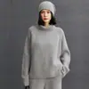 Otoño e Invierno Nuevo Suéter de Cachemira para Mujer Cuello Alto Suelto Casual Versátil