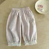 Pantalones para Niña 2026 Verano Nuevo Estilo Algodón Puro Estilo Coreano de Moda Holgados tipo Jogger para Bebés y Niños Pequeños Casual Pantalones Cortos