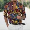 Nueva Camisa de Manga Larga para Hombre con Estampado Floral 3D Camisa de Explosiones Holgada Casual Versátil Camisa con Cuello