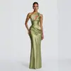Vestido Largo de Noche Sirena con Tirantes en un Hombro Ceñido a la Cintura Adelgazante Elegante Vestido de Banquete Vestido Largo de Alta Sociedad Lujo Ligero
