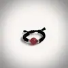 Anillo Trenzado de Moneda de Cobre con Frijol Rojo y Ágata Roja para Mujer, Diseño de Nicho de Moda, Anillo de Pareja y Amistad