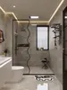 Mampara de baño onda de agua mampara de ducha pintura al óleo sobre cristal inodoro separación húmedo-seco pantalla de baño de olas