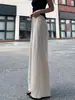 Pantalones anchos de algodón y lino a rayas estilo japonés para mujer, pantalones casuales de verano finos de cintura alta adelgazantes con una caída relajada y diseño hasta el suelo