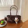 Bolsa Tote Nicho Retro Estilo Coreano Feminina Nova Fosca Cor Sólida Simples Casual Moda Simples Bolsa de Ombro Tote
