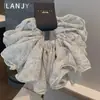 Diadema Floral de Gasa Estilo Francés Scrunchie Grande Simple Versátil Estampada Dulce Diadema Fruncida Banda Elástica Duradera para Mujeres