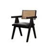 Silla de Comedor de Madera Maciza para el Hogar, Silla Chandigarh Estilo Mediados de Siglo, Silla con Reposabrazos Suaves Estilo Wabi-Sabi, Silla de Ratán para Ocio