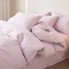 Conjunto de quatro peças 100% algodão puro espessado Classe A, capa de edredom lisa 100% algodão, conjunto de três peças de lençol e capa de edredom de duas cores estilo japonês para cama de solteiro/casal