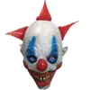 Máscara de payaso de terror pelo rojo ojos azules nariz roja cara podrida Halloween Navidad látex divertido accesorio de cabeza de carnaval