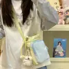 Bolsa doce estilo japonês para mulheres, bolsa casual para garrafa de água de viagem color-blocking cor dopamina, armazenamento de fones de ouvido, bolsa transversal estilo coreano ins