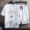 Conjunto de Camisetas de Manga Curta Verão 2026 Masculino Tendência Personalidade Casual Moda Ins Marca Meia Manga Seda Gelada Conjunto de Duas Peças Masculino
