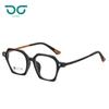 Gafas retro ligeras, flexibles y lisas para mujer con grados, gafas ópticas TR semi-titanio, gafas poligonales de montura grande de moda para hombre