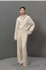Suéter de punto con capucha y cremallera ROW para mujer, otoño e invierno, estilo holgado y casual, cuello semi-alto, top tipo jersey de manga larga
