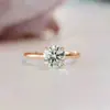 Anillo de Zirconia Arvaleff5A para Mujer 7.5 mm Redondo 1.5 Quilates Color Rosa Plata 925 Regalo de Propuesta Boda