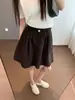 A primavera não está atrasada, saia midi plissada de cintura alta estilo A, retrô descontraída em veludo cotelê, estilo coreano, para mulheres