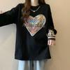 Blusa Interna Térmica de Fleece Engrossado para Mulheres, Novo Estilo Primavera e Outono, Corte Solto, Emagrecedor, Forrada com Fleece, Quente, Manga Longa, Tamanho Grande