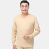 Roupa Térmica de Outono e Inverno para Mulheres de Meia-Idade e Idosas, Algodão Acolchoado de Três Camadas, Roupa Térmica Quente para Mães, Roupa Térmica Masculina e Feminina para Todas as Idades, Camada Base de Outono e Inverno