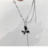 Collar de Mariposa Encantada Negro Personalizado para Mujer Nueva Moda Sensación de Alta Gama Temperamento Cadena Clavícula Diseño Nicho Estilo Frío Cadena para el Cuello