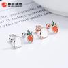 Clavo de oreja de plata de ley 925 con forma de rábano y conejo para mujer, bonito clavo asimétrico con forma de hueso, joyería sencilla y combinable.