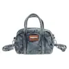 Bolso Retro de Tela Vaquera para Debajo del Brazo Bolso de Hombro de Moda de Nicho Desgastado para Mujer Estilo Coreano Chic Versátil Bolso Almohada