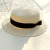 Versão coreana de chapéu de verão feminino liso ao longo chapéu de palha com proteção solar topo plano dobrável chapéu de proteção solar laço atacado