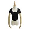 Camiseta de Manga Corta con Cuello en U Mask Sense para Mujer Verano 2024 Nuevo Estilo Puro Deseo Adelgazante Interior de Cintura Alta Camisa para la Figura