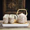 Juego de Té Kung Fu de Cerámica para el Hogar Sencillo Moderno Tetera de Flores Filtro Juego de Té para Té Negro Taza de Té 6 Piezas Grandes