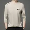 Nova Moda Masculina Primavera 2024 Moletom Gola Redonda Camiseta Manga Longa de Marca Tendência Camisa Básica Casual Masculina Atacado