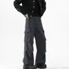 Pantalones de trabajo de pana para hombre, estilo retro americano, modernos, con pinzas, múltiples bolsillos, corte holgado, diseño de pierna recta, pantalones largos casuales versátiles para primavera y otoño