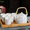 Xinmingxuan Cerámica Azul y Blanca Vintage con Filtro Juego de Té Doméstico Juego de Té Tetera de Porcelana Taza de Té Tetera de Cola Juego de Té