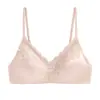 Sujetador de encaje triangular cómodo estilo francés para mujer, minimiza los bustos grandes, diseño fino, soporta los pechos laterales, previene la flacidez, sin costuras y sexy