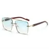 Nuevas Gafas de Sol de Moda para Hombre con Doble Puente y Patas de Imitación Madera Clásicas Versátiles Casuales Tendencia Anti-UV