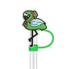 Serie Creativa de Flamencos de Dibujos Animados Tapa de Popote de Goma Suave de PVC Tapón a Prueba de Polvo 10 mm Decoración de Popote Personalizada DIY en Stock