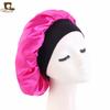 Gorro de satén negro elástico de ala ancha para dormir, gorro de belleza para maquillaje, gorro a prueba de polvo y humos para el cuidado del cabello JDB-301O