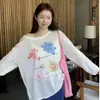 Blusa de Manga Larga con Patrón de Bambú Premium + Marca de Agua para Mujer, Estilo Perezoso de Verano, Fresca y Transpirable, Top de Malla Protector Solar