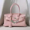 Bolso de Hombro de Cuero de Vaca de Primera Capa Togo Horizontal de Platino Gran Capacidad de Moda Bolso de Mensajero de Cuero Genuino para Mujer de Hombro, Commuter, Axila