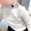 Camisa de terciopelo para niños de otoño e invierno, nuevo estilo, cuello alto medio, estampado de dibujos animados, estilo coreano, manga larga, para niños y niñas
