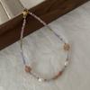 Collar de Perlas de Agua Dulce de Piedra Roja Rosa Nicho Sentido de Alta Gama Accesorios Cadena de Lana Fresco Combinable Amor Cadena Clavícula